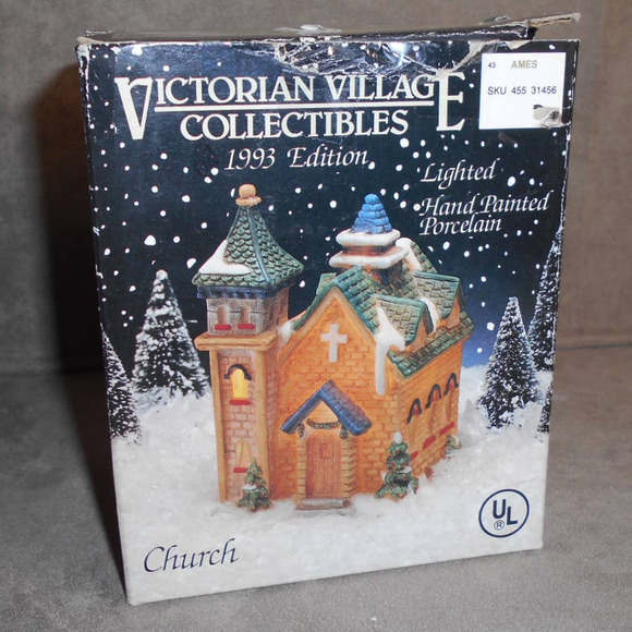 Victorian Village Collectibles 1993 Ed Church w/Box Lights Up Christmas Vintage - Picture 7 of 8
